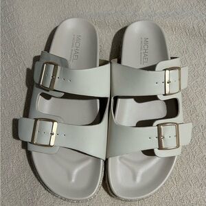 Michael by Michael Shannon Cream Double Buckle Slides